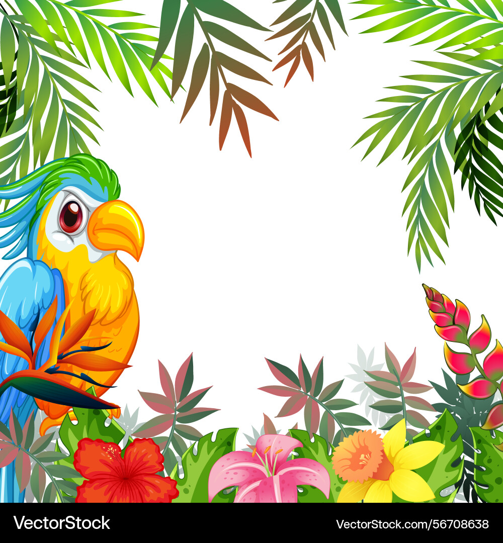 Vibrant tropical bird surrounded by lush exotic Vibrant tropical bird surrounded by lush exotic Vector Image