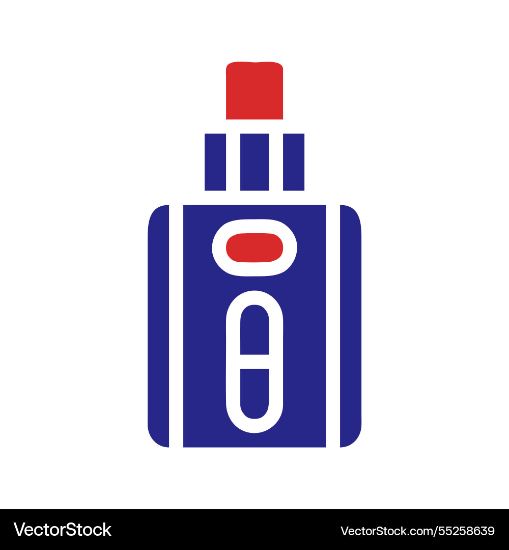 A blue rectangular vaping device with red top part A blue rectangular vaping device with red top part Vector Image