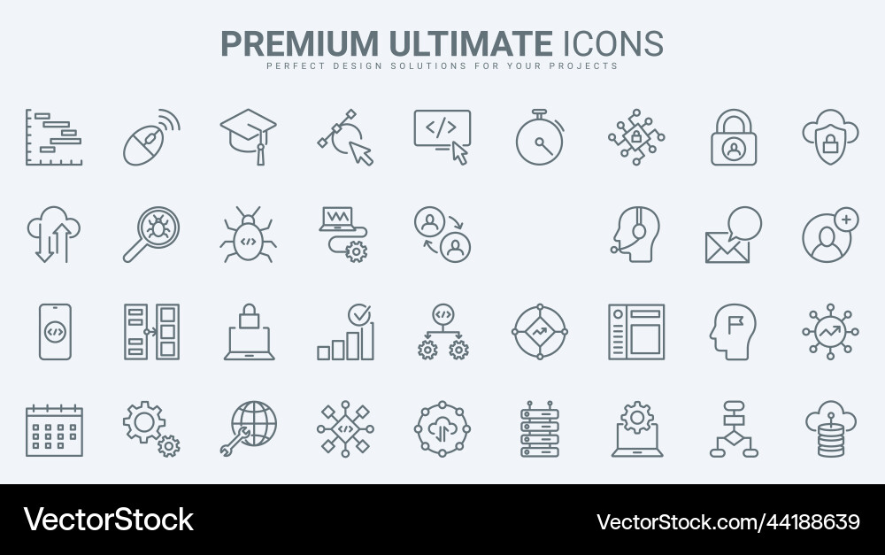 Code Support Icons - Thin Line vector image
