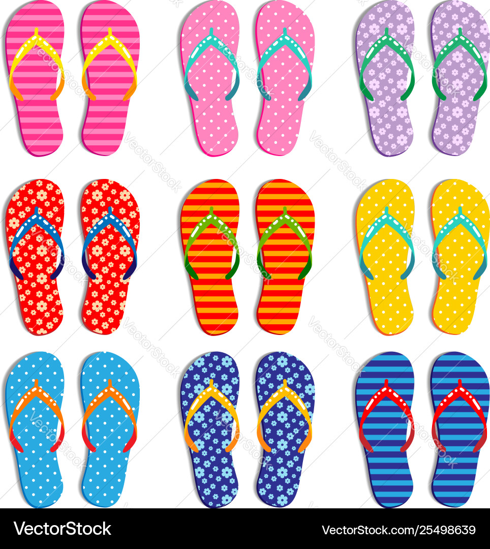 Colorful Flip Flops - Summer Patterns vector image