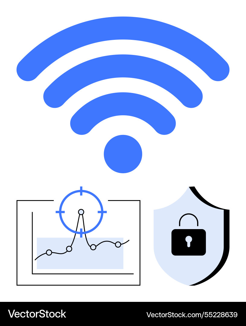 Wireless network with data analysis and security Wireless network with data analysis and security vector image