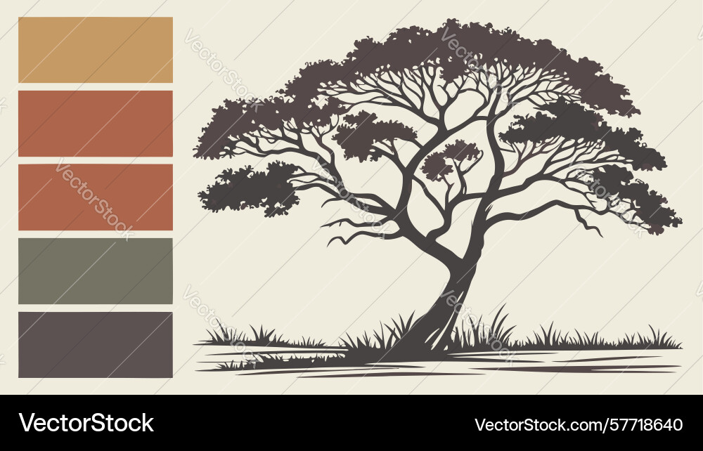 Abstract tree with earthy color palette elements Vector Image