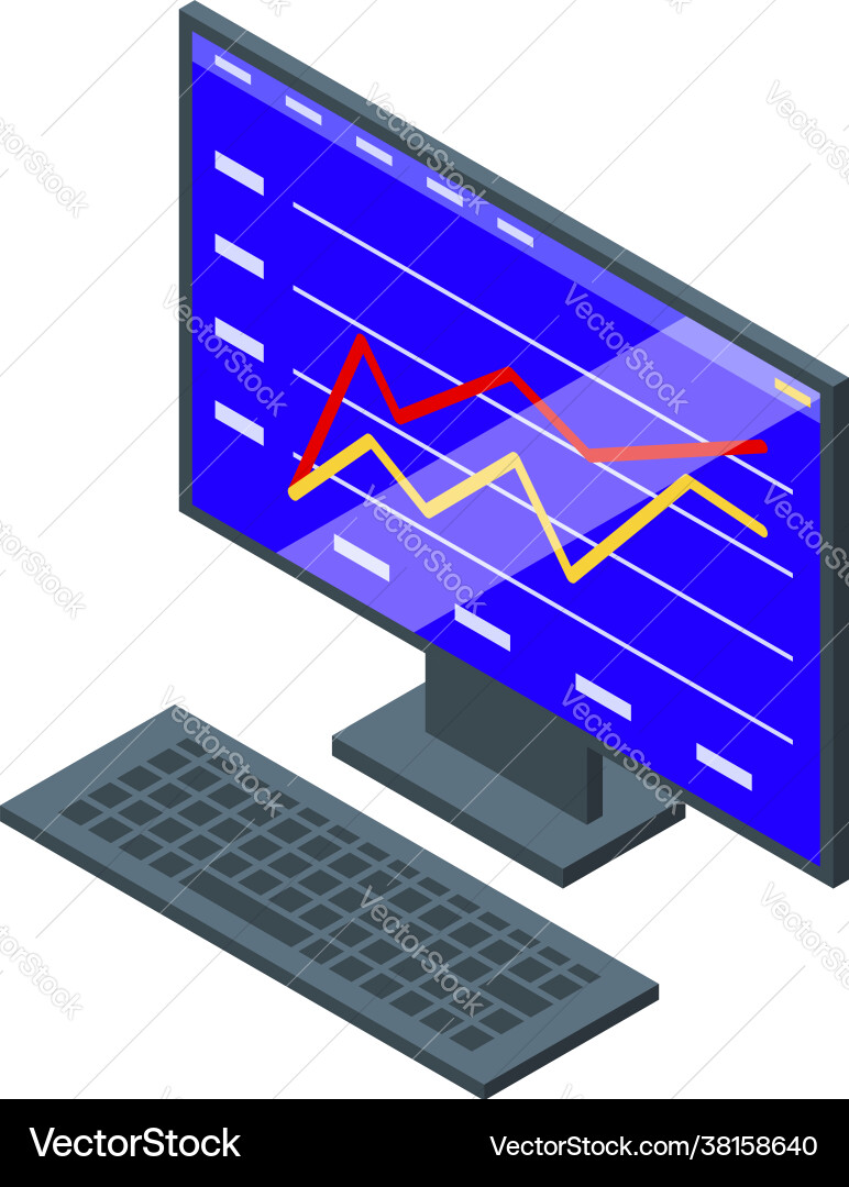 Bitcoin computer icon isometric style Bitcoin computer icon isometric style vector image