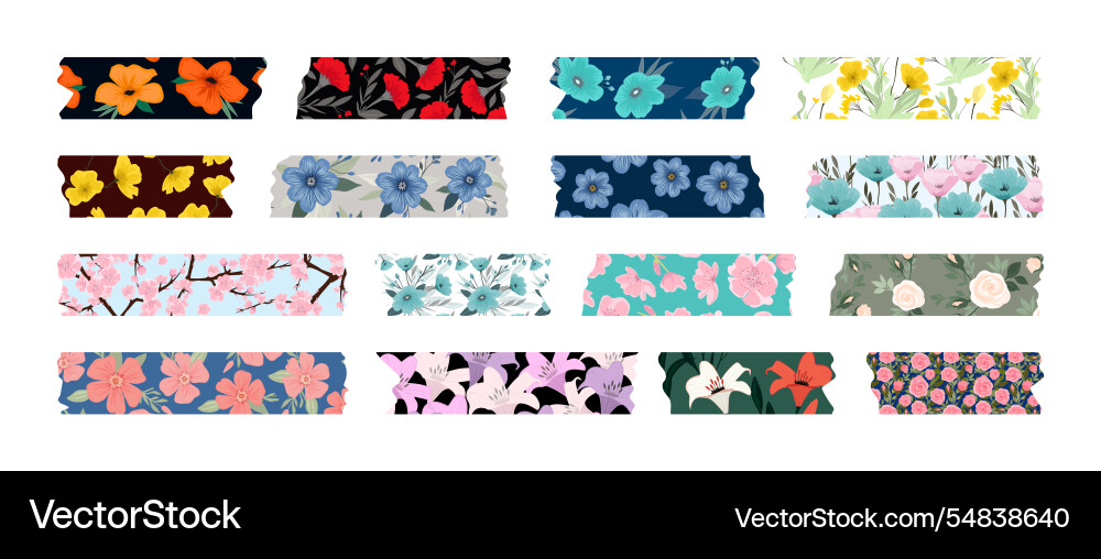 Collection of washi tapes colorful strips Collection of washi tapes colorful strips vector image
