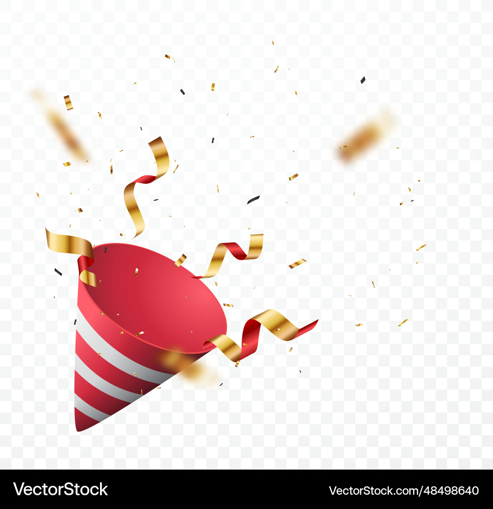 Exploding party popper isolated on transparent Exploding party popper isolated on transparent vector image
