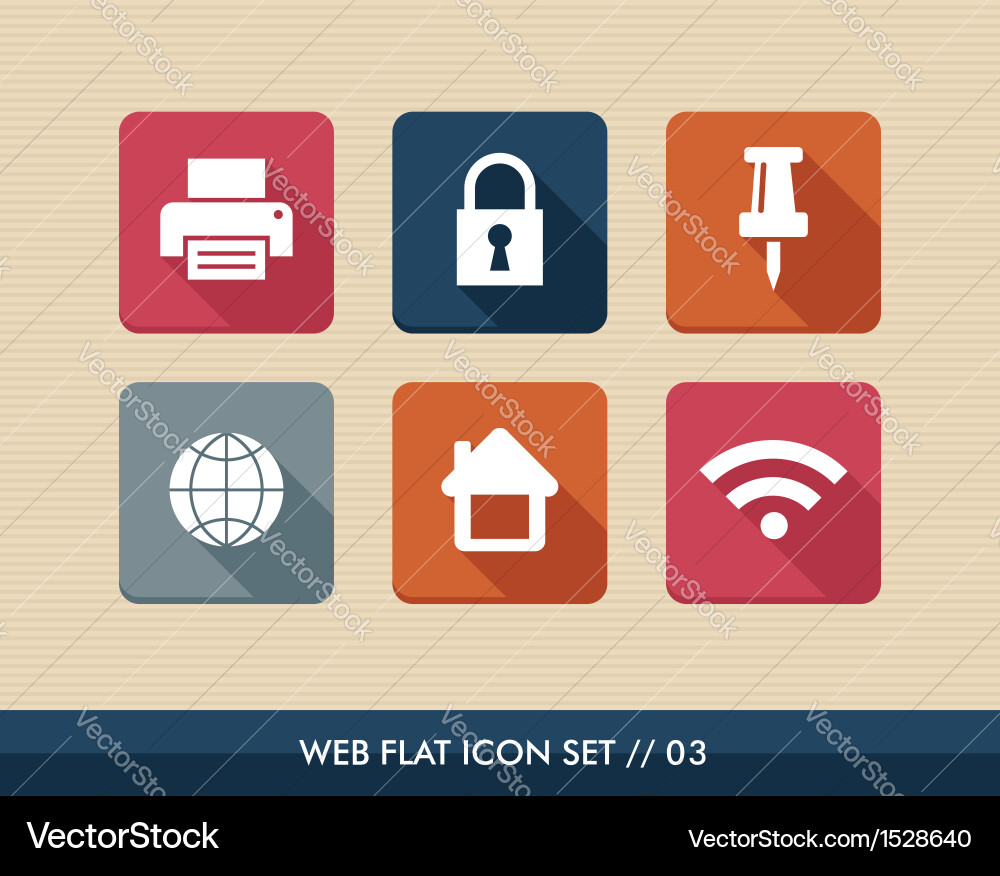 Web apps square flat icons set Vector Image