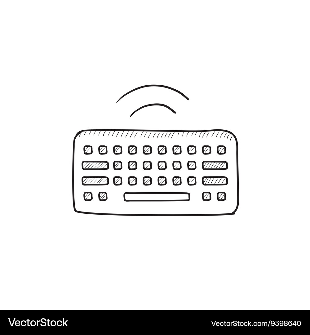 Wireless keyboard sketch icon Vector Image