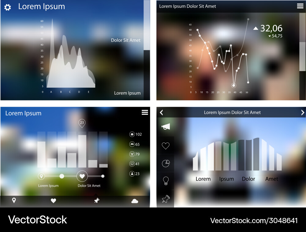 Abstract flat ui statistics templates collection vector image