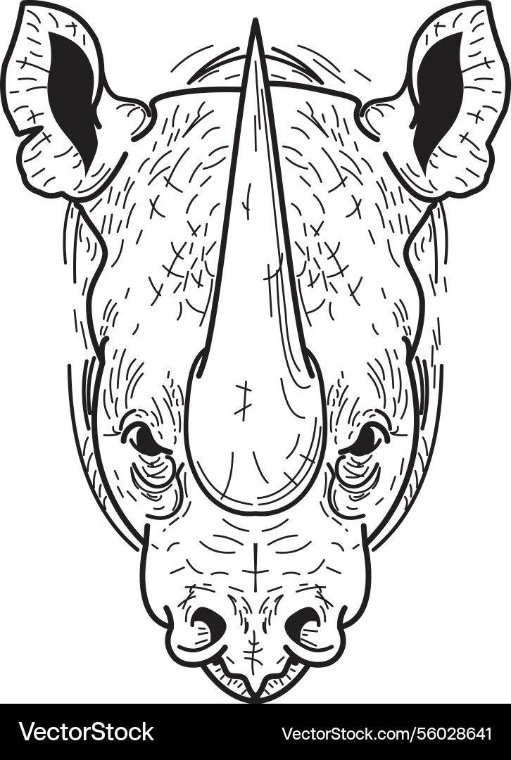 Angry wrinkled strong rhinoceros full face black Angry wrinkled strong rhinoceros full face black vector image