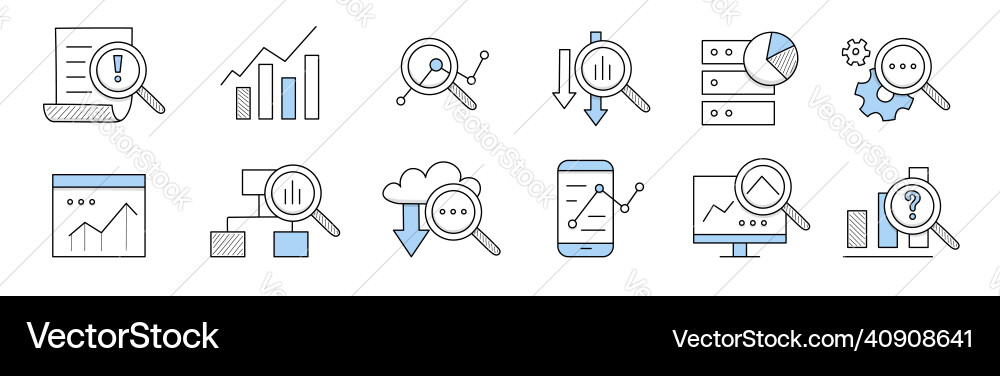 Data Analysis & Analytics Icons vector image