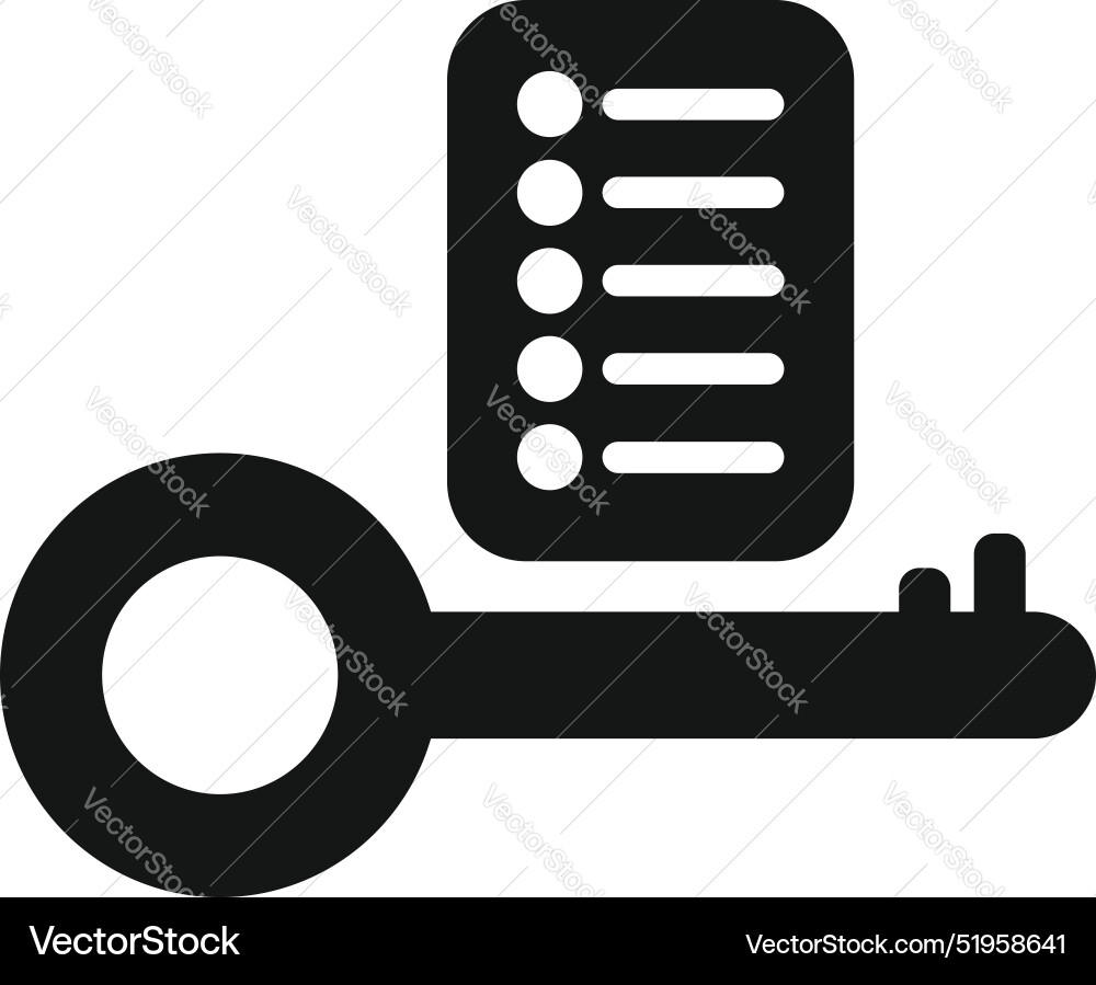 Key unlocking checklist representing problem Key unlocking checklist representing problem vector image