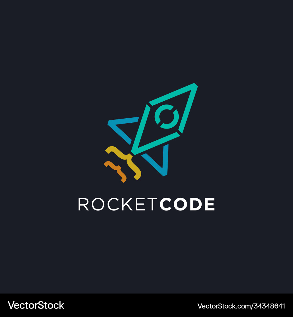 Rocket Coding Logo - Space Tech vector image