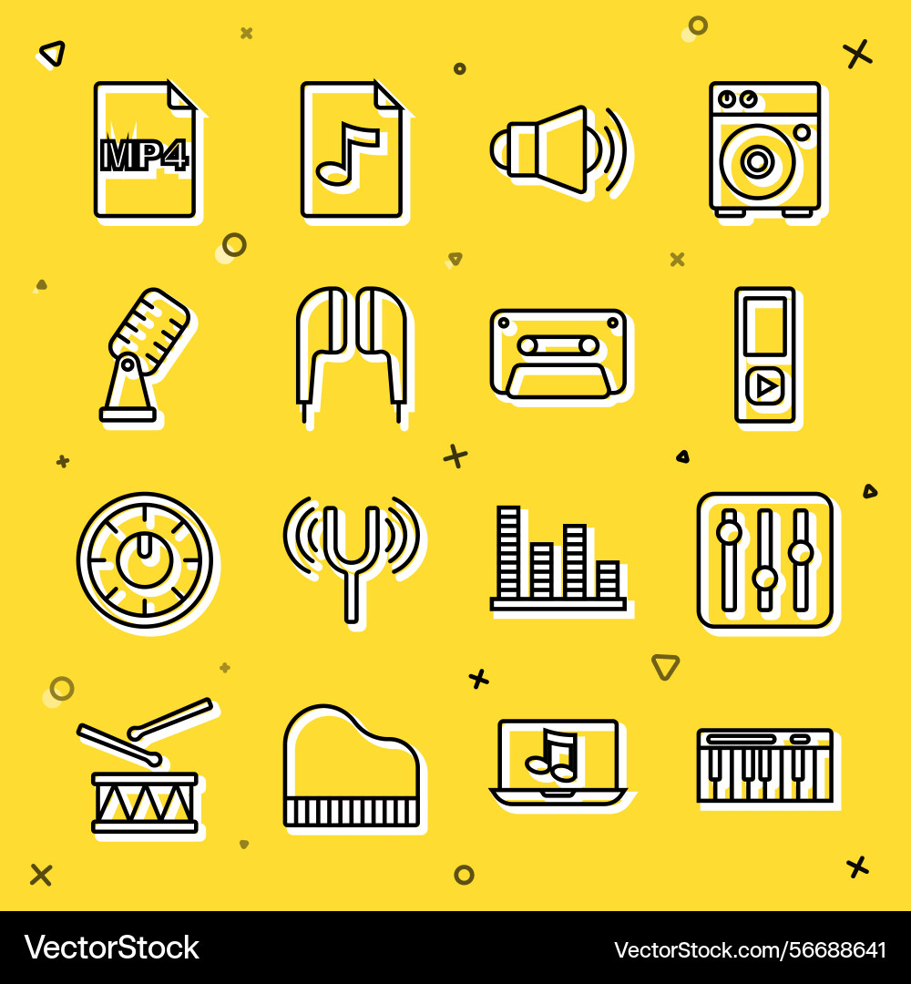 Set line music synthesizer sound mixer controller Set line music synthesizer sound mixer controller Vector Image
