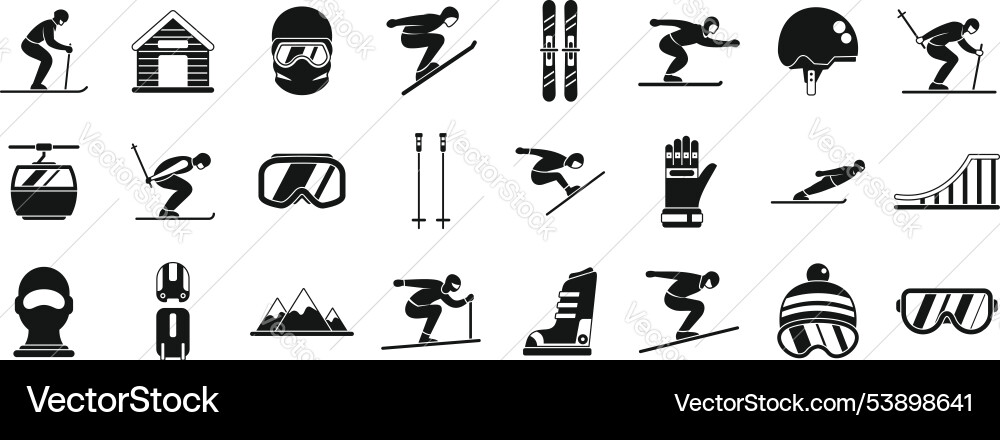 Ski Jumping Icons - Winter Sports Vector Image