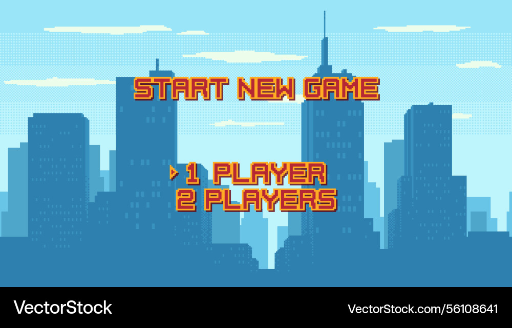 Start new game screen with player selection Start new game screen with player selection vector image