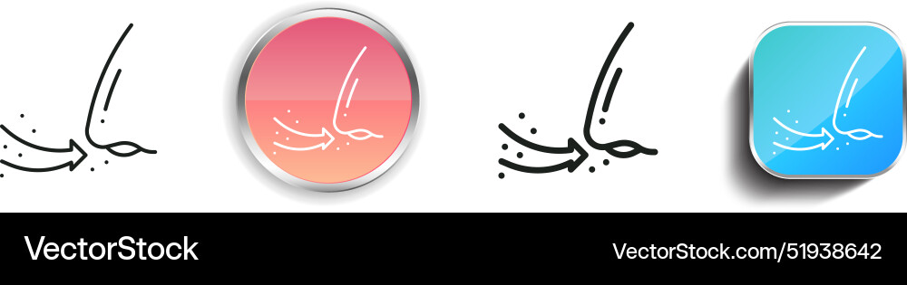 Breath icon thin linear regular and button style vector image