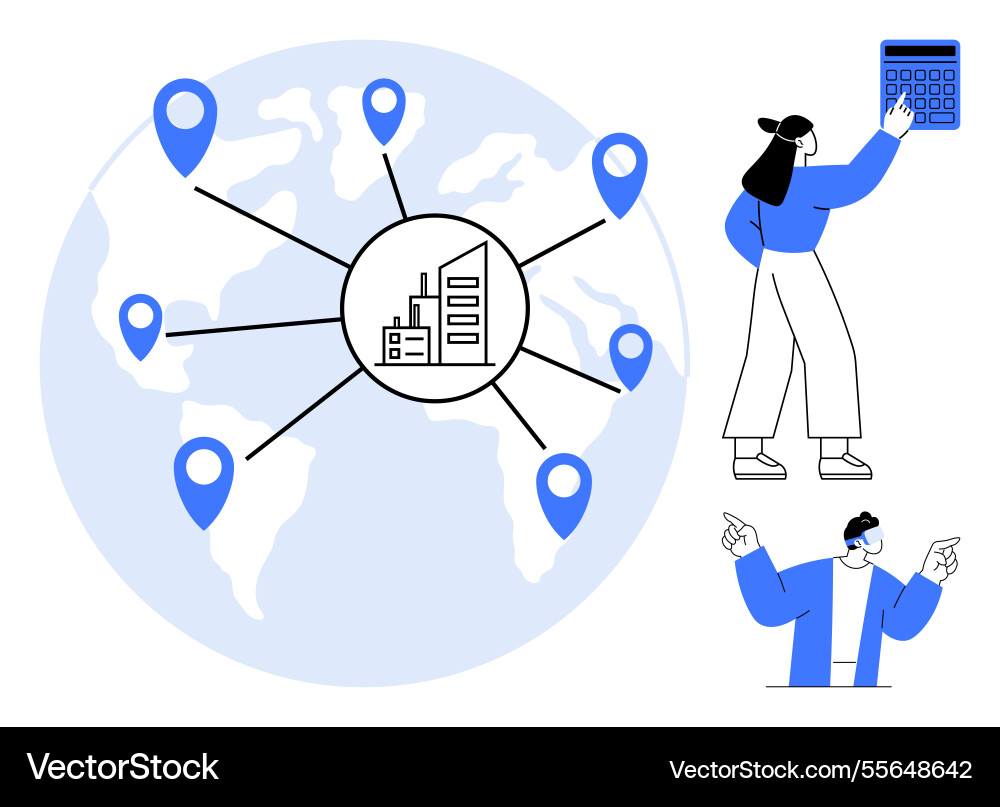 Global business network with location points Vector Image