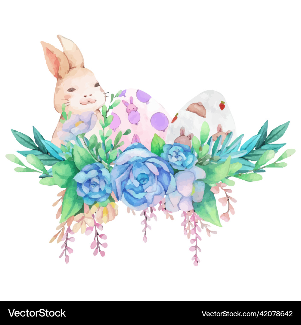 Hand drawn watercolor happy easter vector image