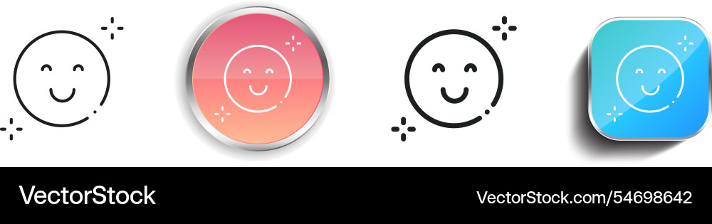 Happy icon thin linear regular and button style Vector Image