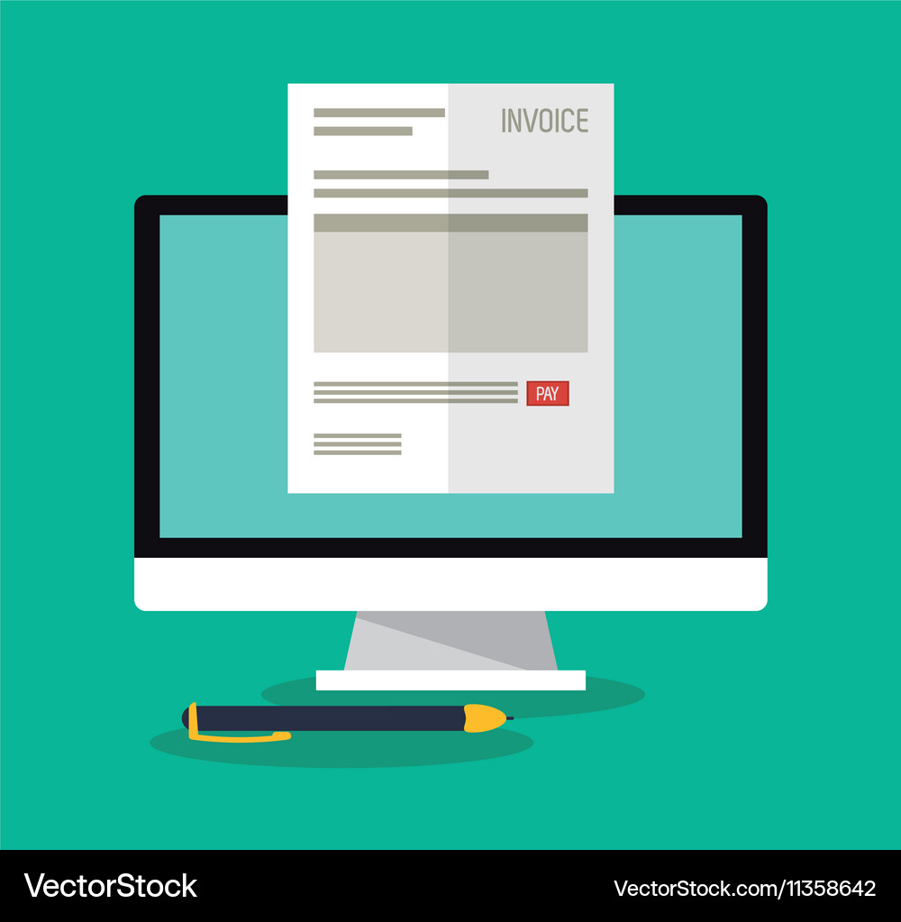 Invoice document and computer design Vector Image