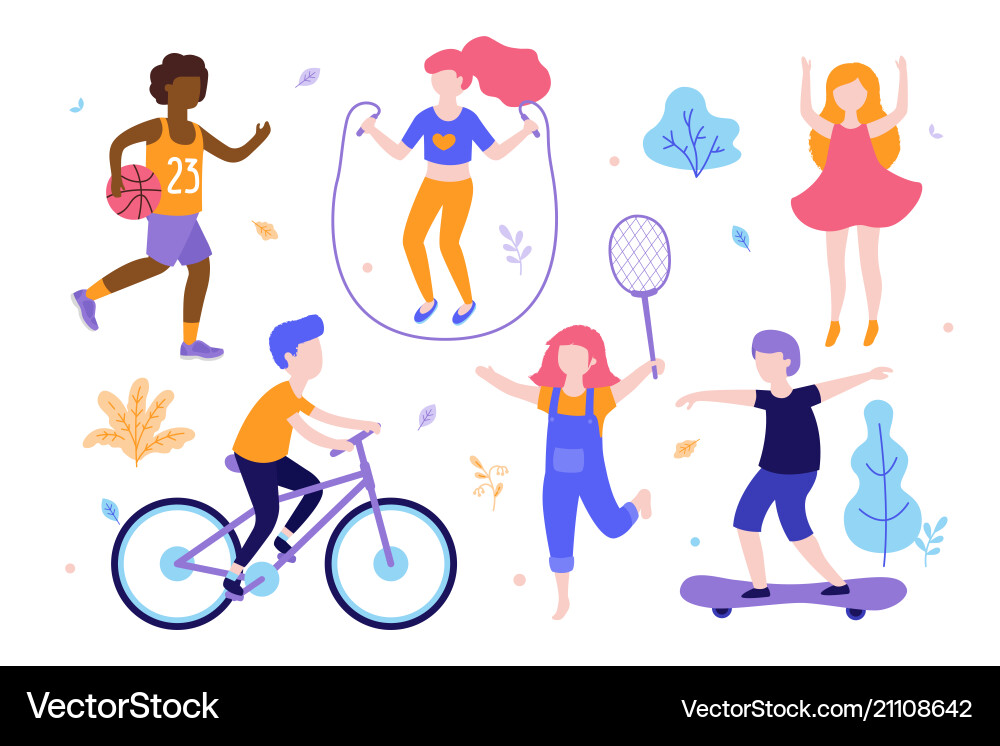 Kinder spielen Sport im Freien vektorbild