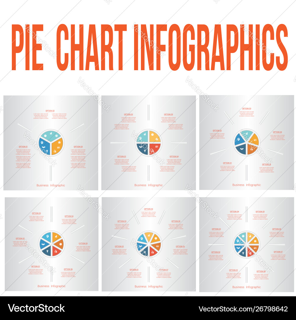 Pie chart for infographic set templates with text Vector Image