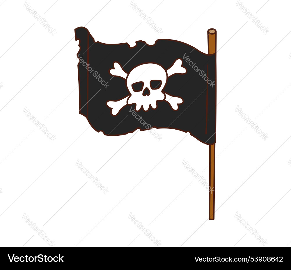 Retro cartoon groovy pirate and corsair black flag Retro cartoon groovy pirate and corsair black flag vector image
