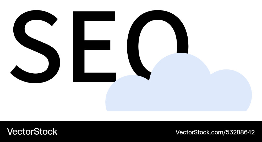 Simplistic design featuring seo text with a light Simplistic design featuring seo text with a light Vector Image