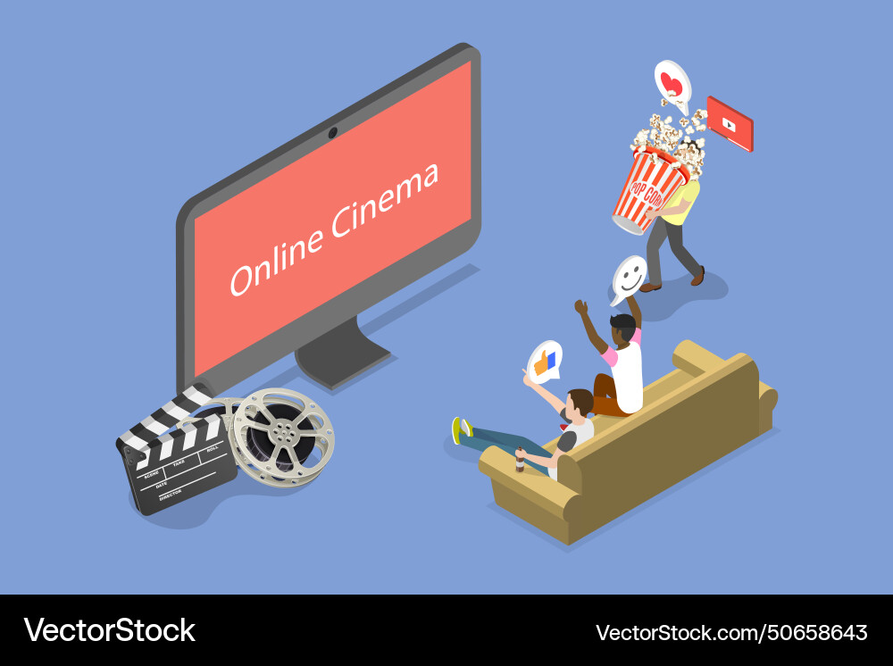 3d isometric flat of online Royalty Free Vector Image