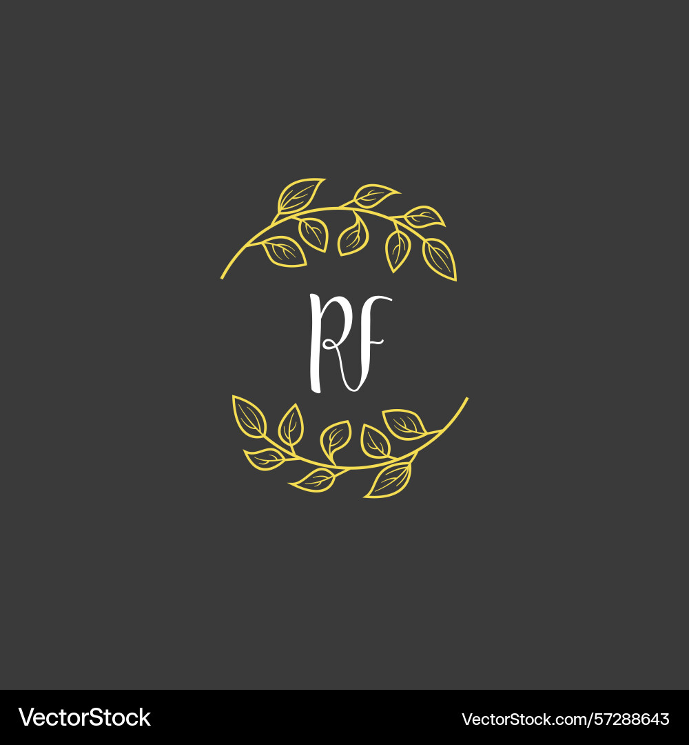 Botanical monogram logos with initial rf Vector Image