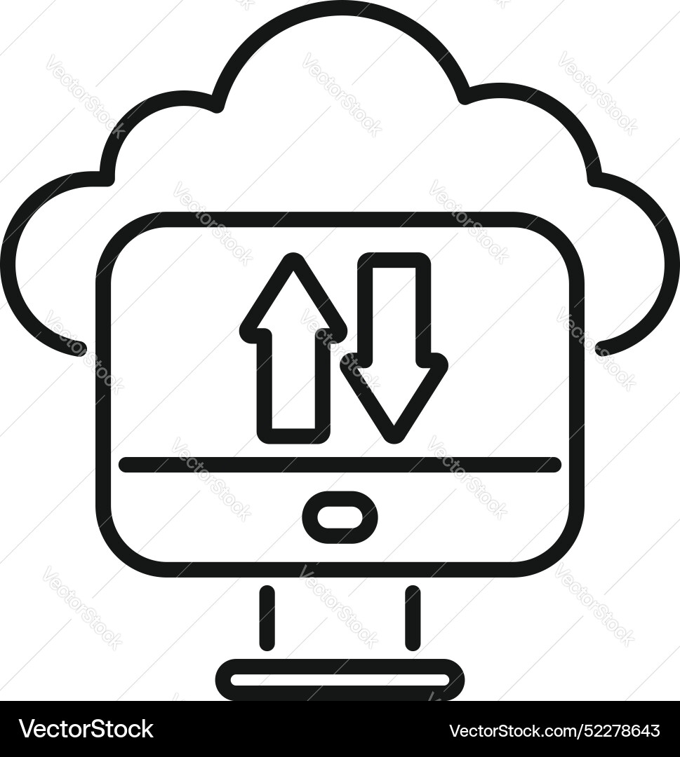 Computer exchanging data with cloud computing Computer exchanging data with cloud computing vector image