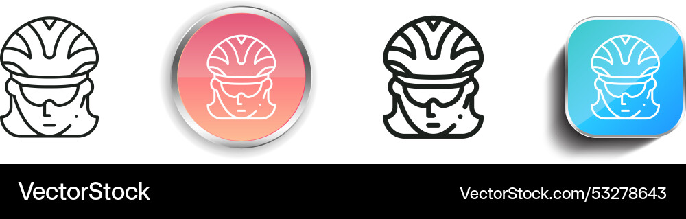Cyclist icon thin linear regular and button style vector image