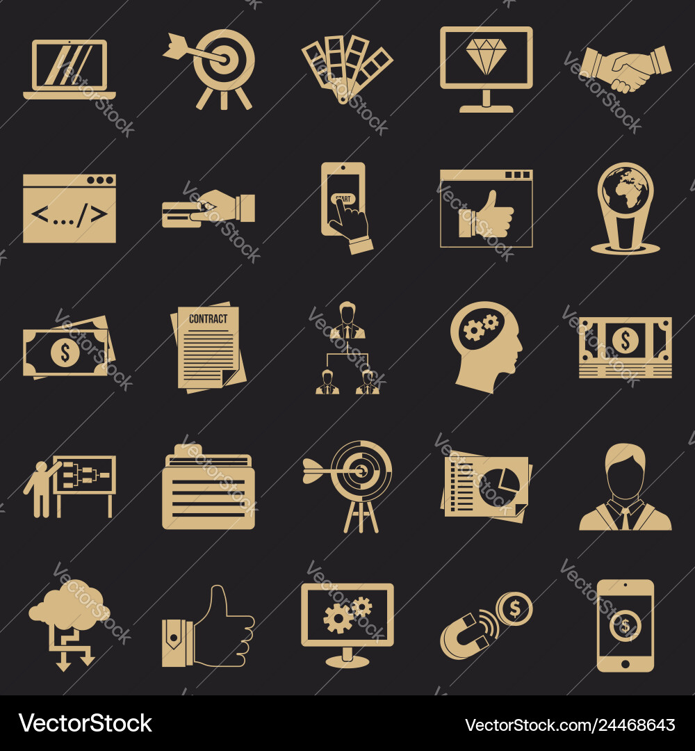 Fee for the project icons set simple style Vector Image