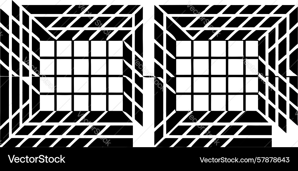 Geometric square grid with inner frames abstract Vector Image