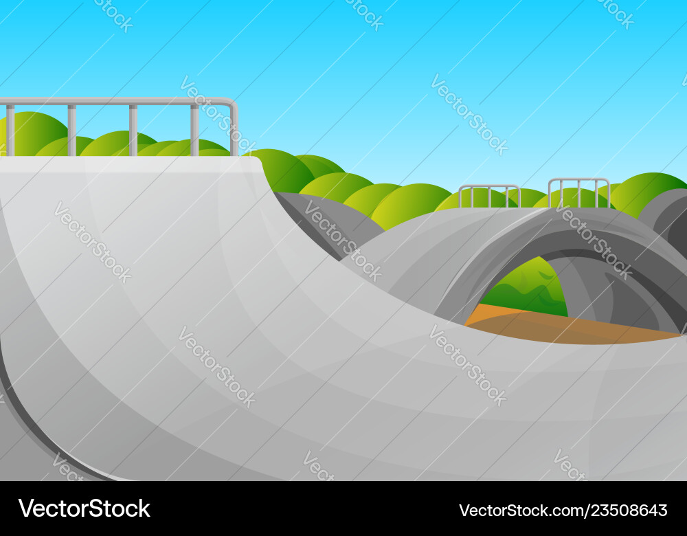 Sunny day skate park concept background cartoon Sunny day skate park concept background cartoon vector image