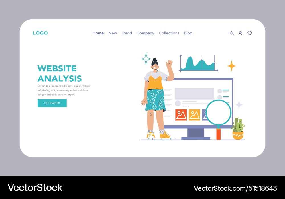 Website analysis web or landing conversion rate Website analysis web or landing conversion rate vector image