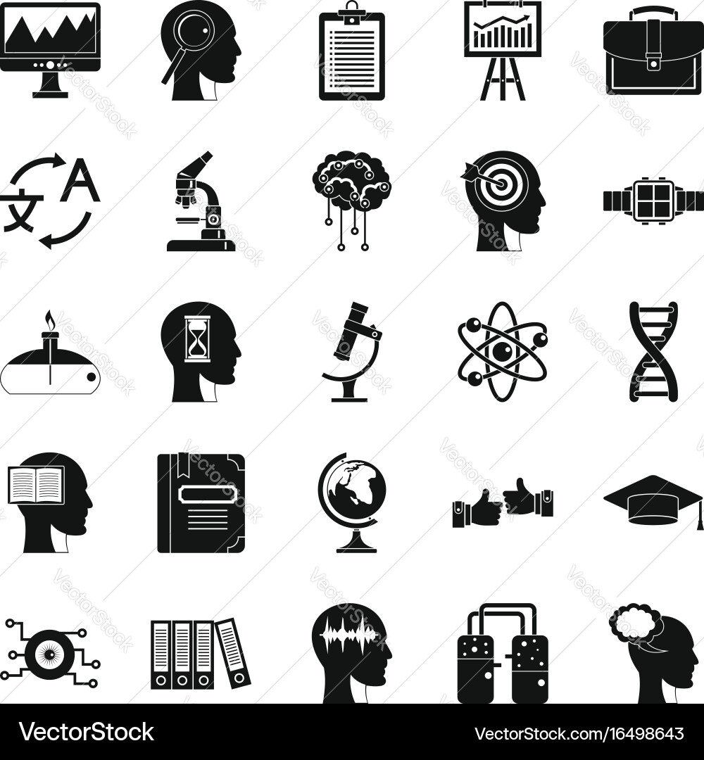 World knowledge icons set simple style vector image