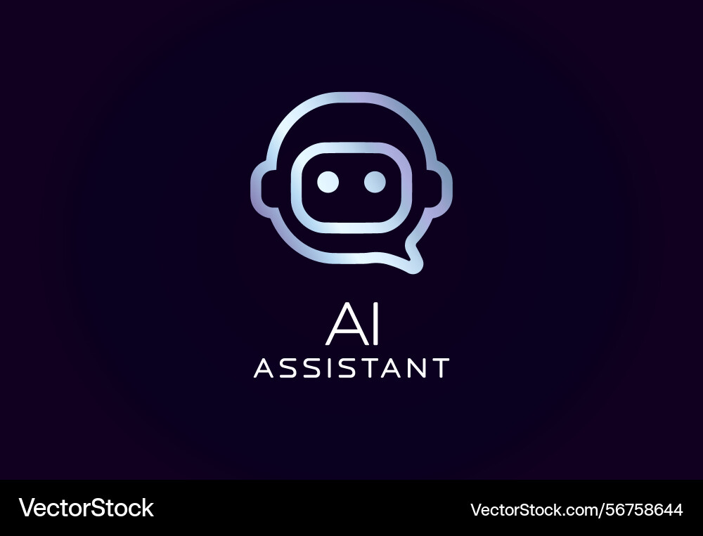 Ai assistant logo with robot face in speech bubble Ai assistant logo with robot face in speech bubble vector image