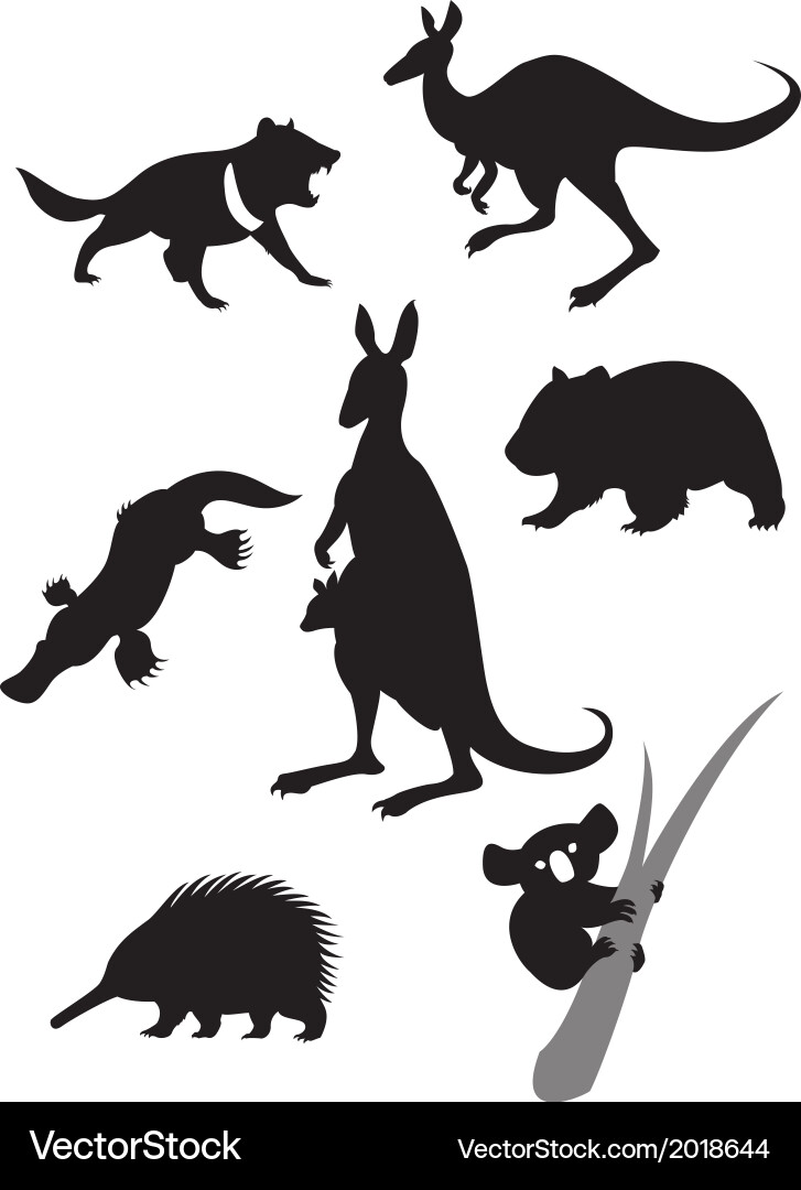 Australian Animal Silhouettes Vector Image