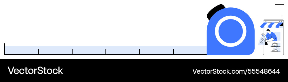 Blue tape measure extending with man using saw Blue tape measure extending with man using saw Vector Image