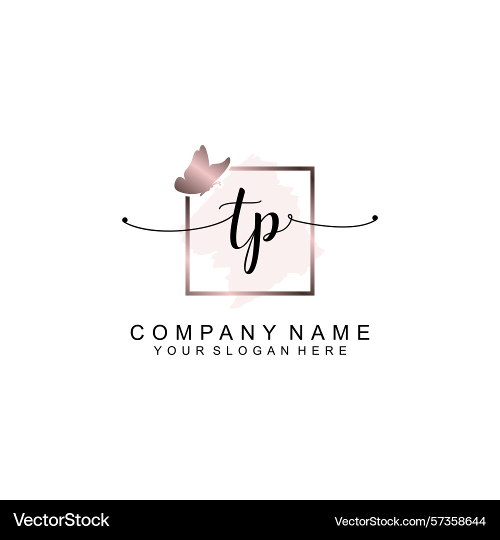 Minimalist handwritten tp initial logos with soft Vector Image