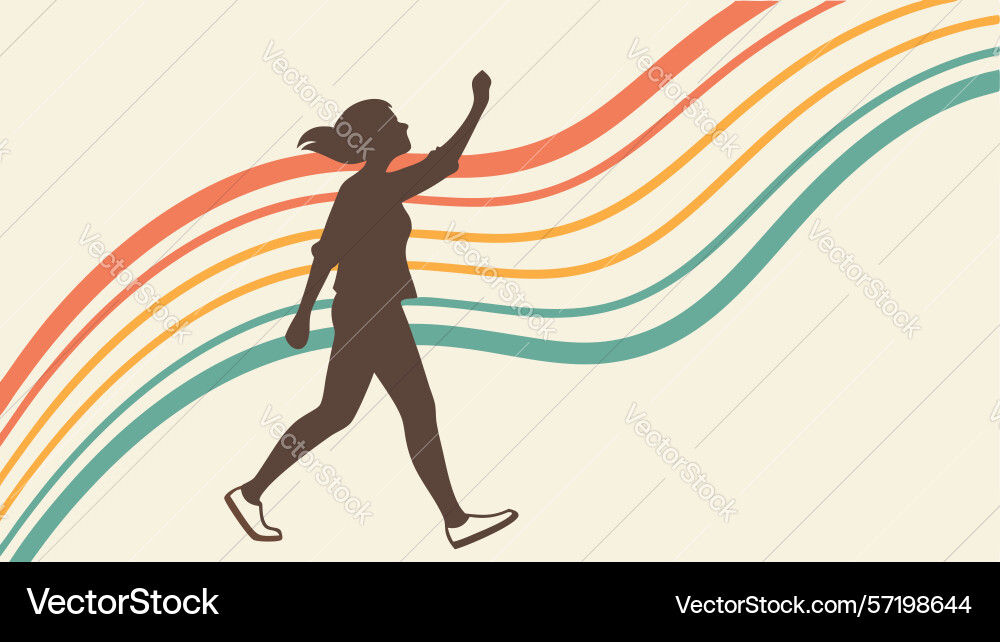 Purposeful walk on abstract flowing path design vector image