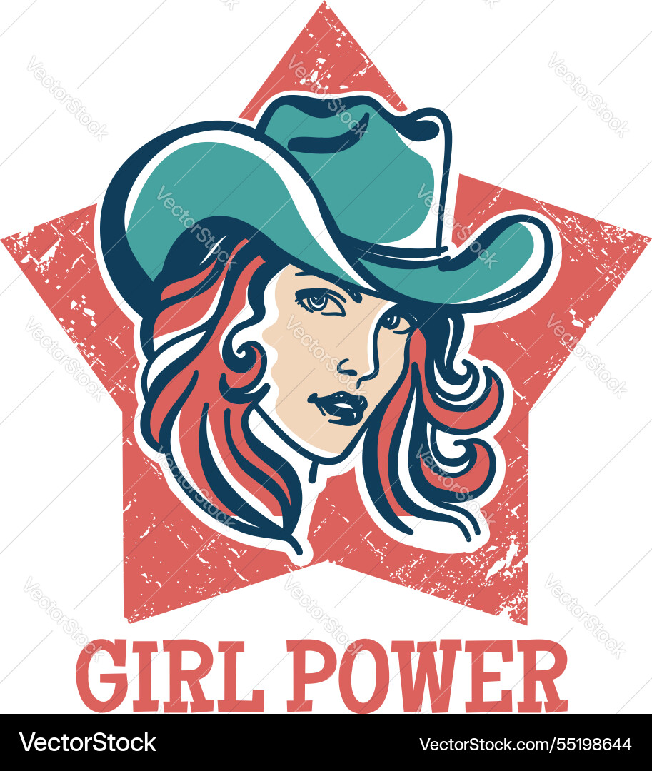 Retro Cowgirl - Western Beauty Vektorbild