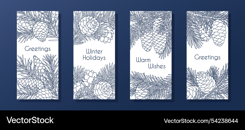 Set of compositions with coniferous branches Vector Image