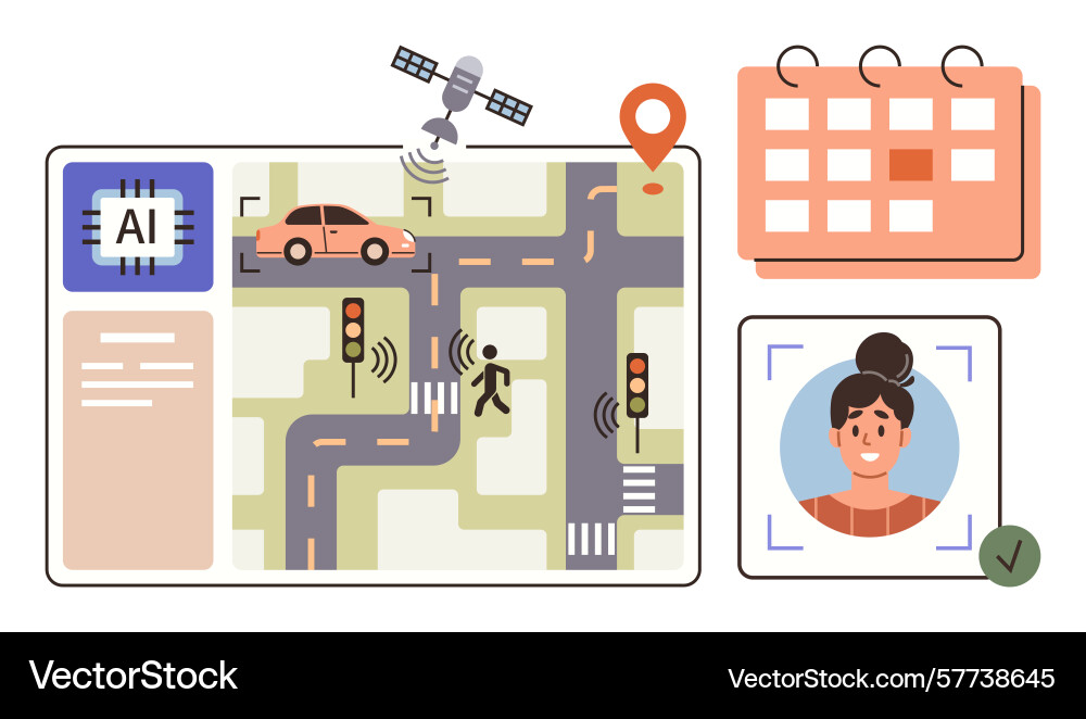 Ai-powered smart traffic system with autonomous Ai-powered smart traffic system with autonomous vector image