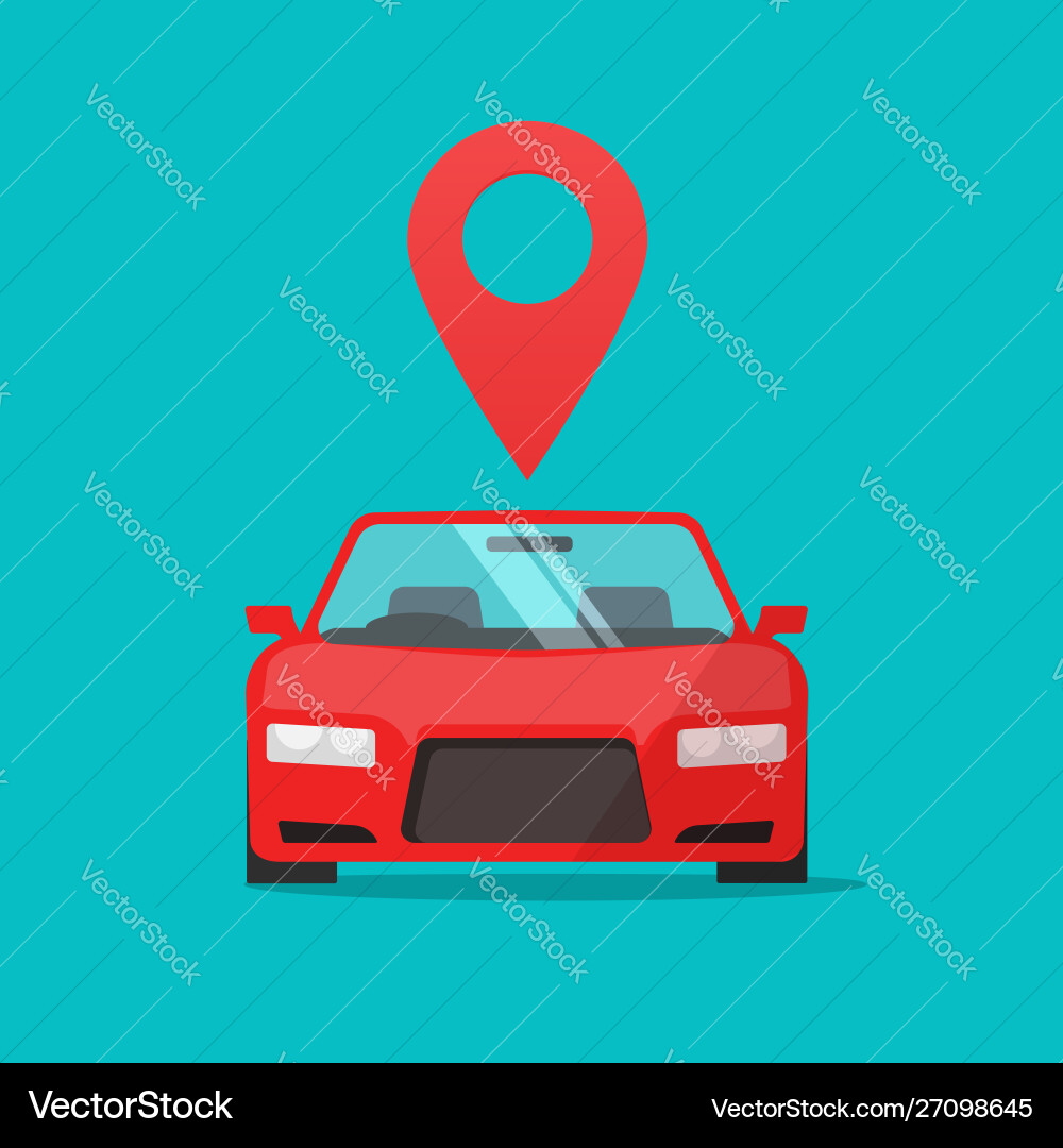 Automobile with map pointer sign flat Automobile with map pointer sign flat vector image