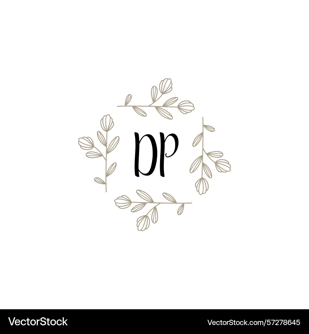 Botanical monogram logos with initial dp Botanical monogram logos with initial dp Vector Image