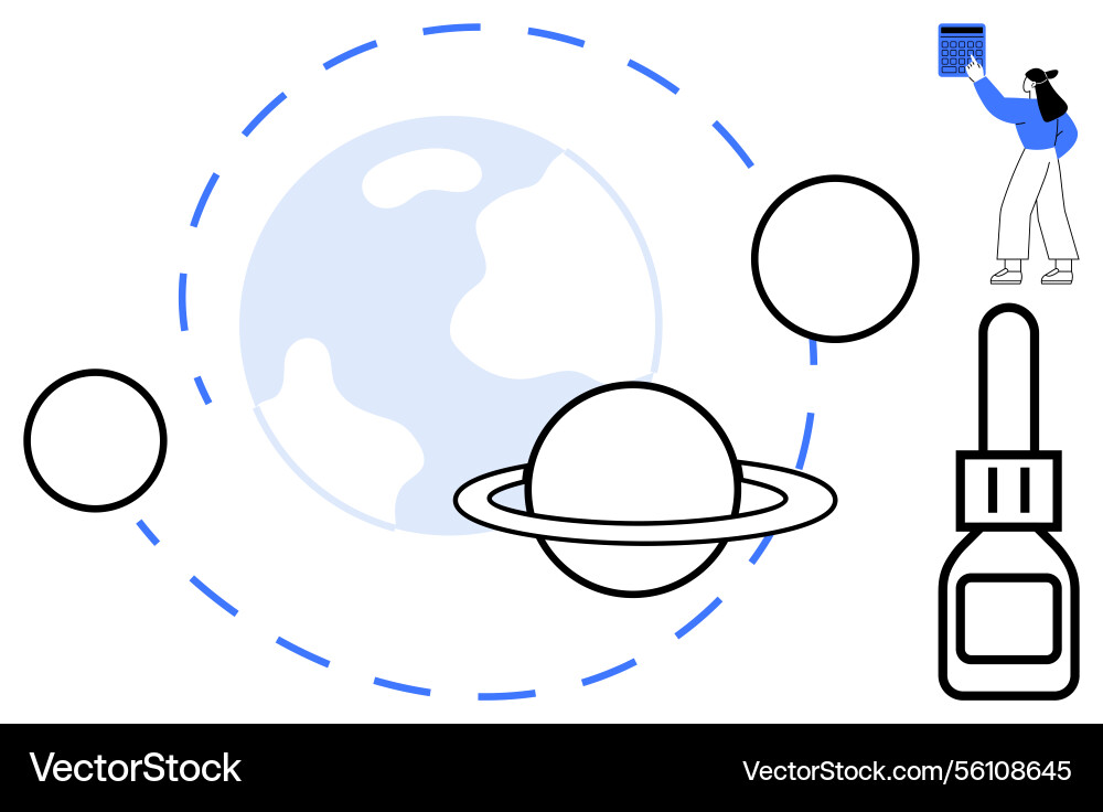 Exploring space with planets orbit and learning Exploring space with planets orbit and learning vector image