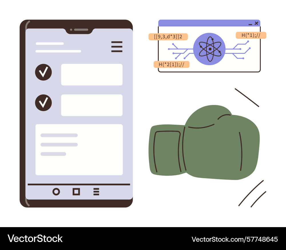 Mobile task management quantum computing diagram Vector Image