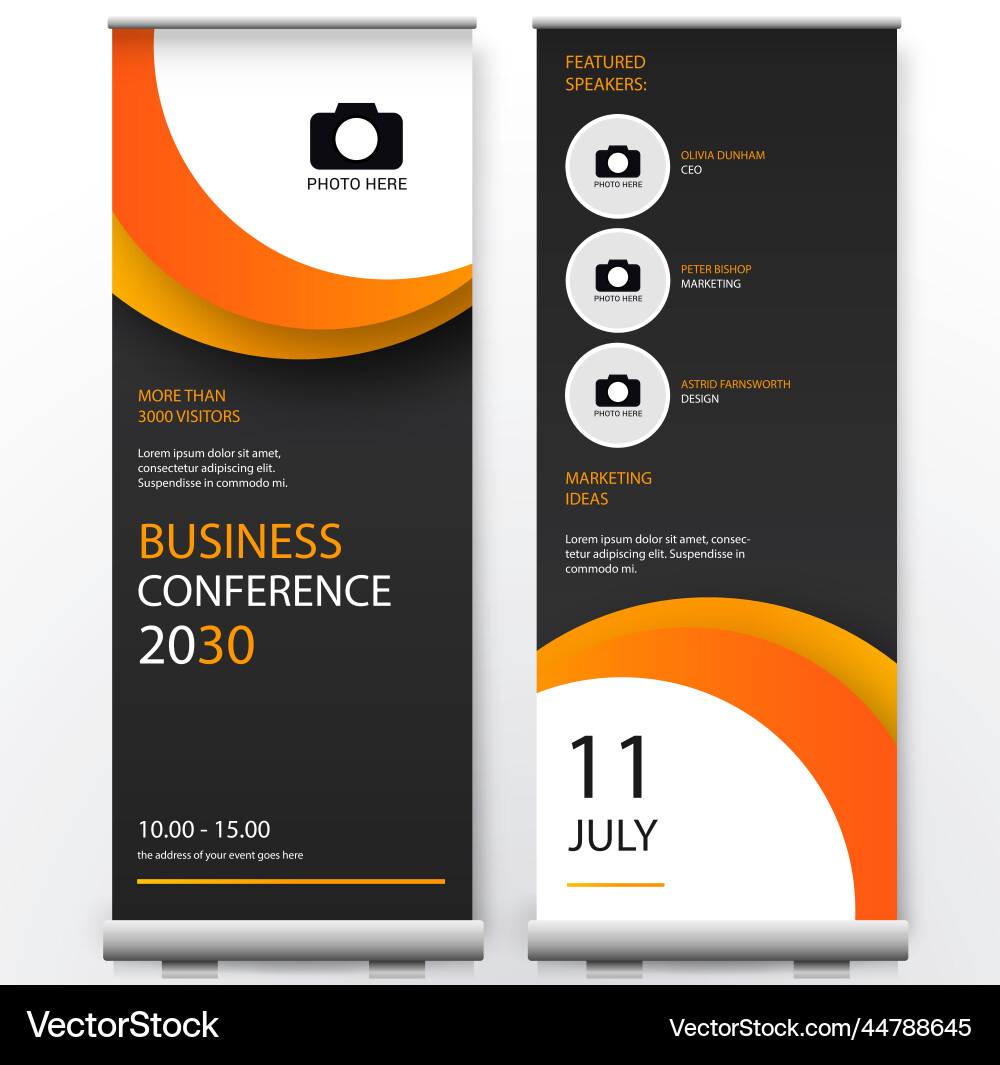 Roll Up Banner Template - Conference Vector Image